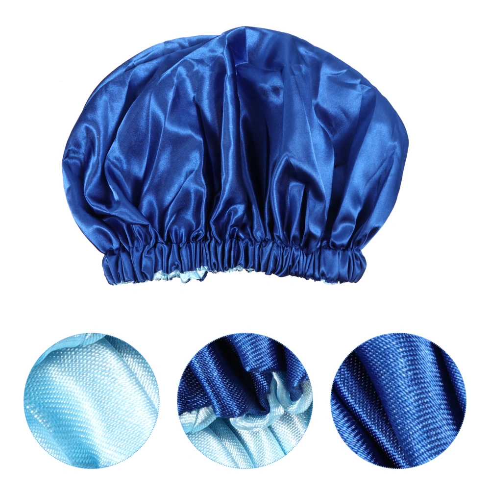 Large Double Layer Satin Sleep Hair Care Hat with Elastic Band for Women