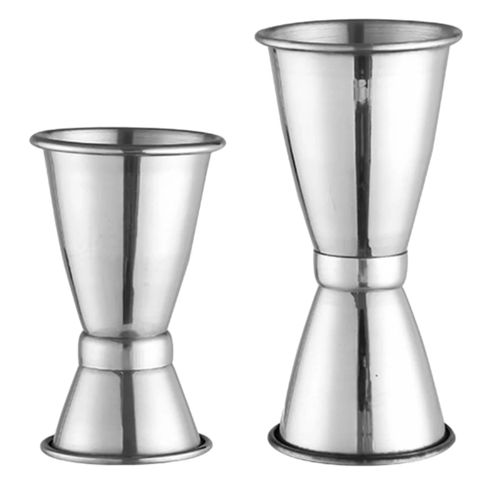 2Pcs Stainless Steel Bartending Cocktail Ounce Cups Measuring Jiggers (Silver)