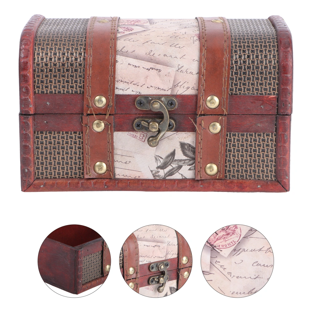 1Pc Retro Storage Box Decorative Jewelry Box Wooden Storage Case Vintage Case