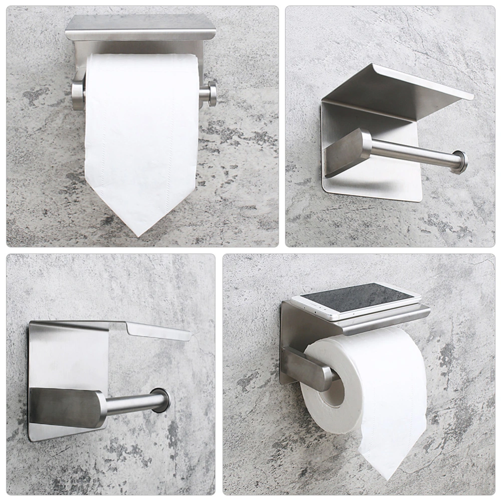 Stainless Steel Paper Holder Roll Paper Organizer Cellphone Storage Rack Toilet Tissue Holder