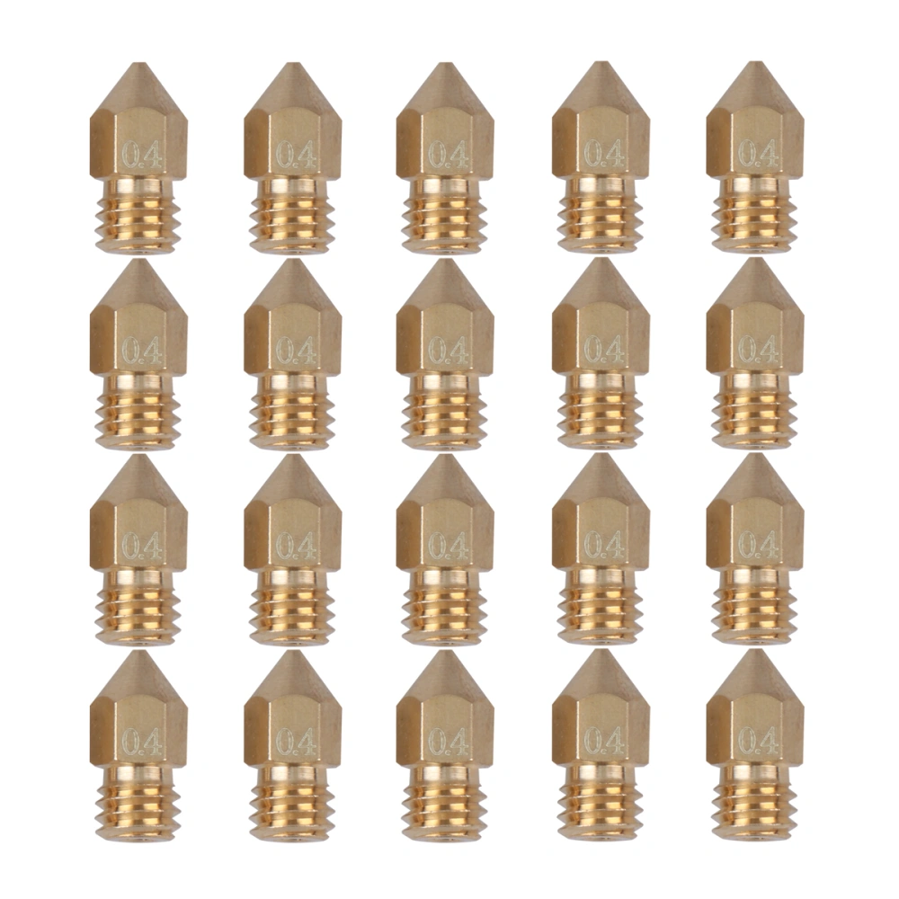 20pcs 3D Printer Accessories MK8 Pointed Brass Nozzle 3D Printer Parts 3D Printer Extruder Nozzle (1.75mm/0.4mm)