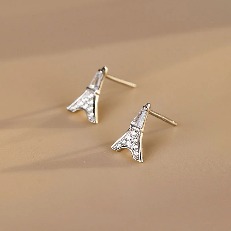 1 Pair of Eiffel Tower Ear Studs Fashion Ear Studs Decorative Jewelry Earrings Women Ear Studs Decors