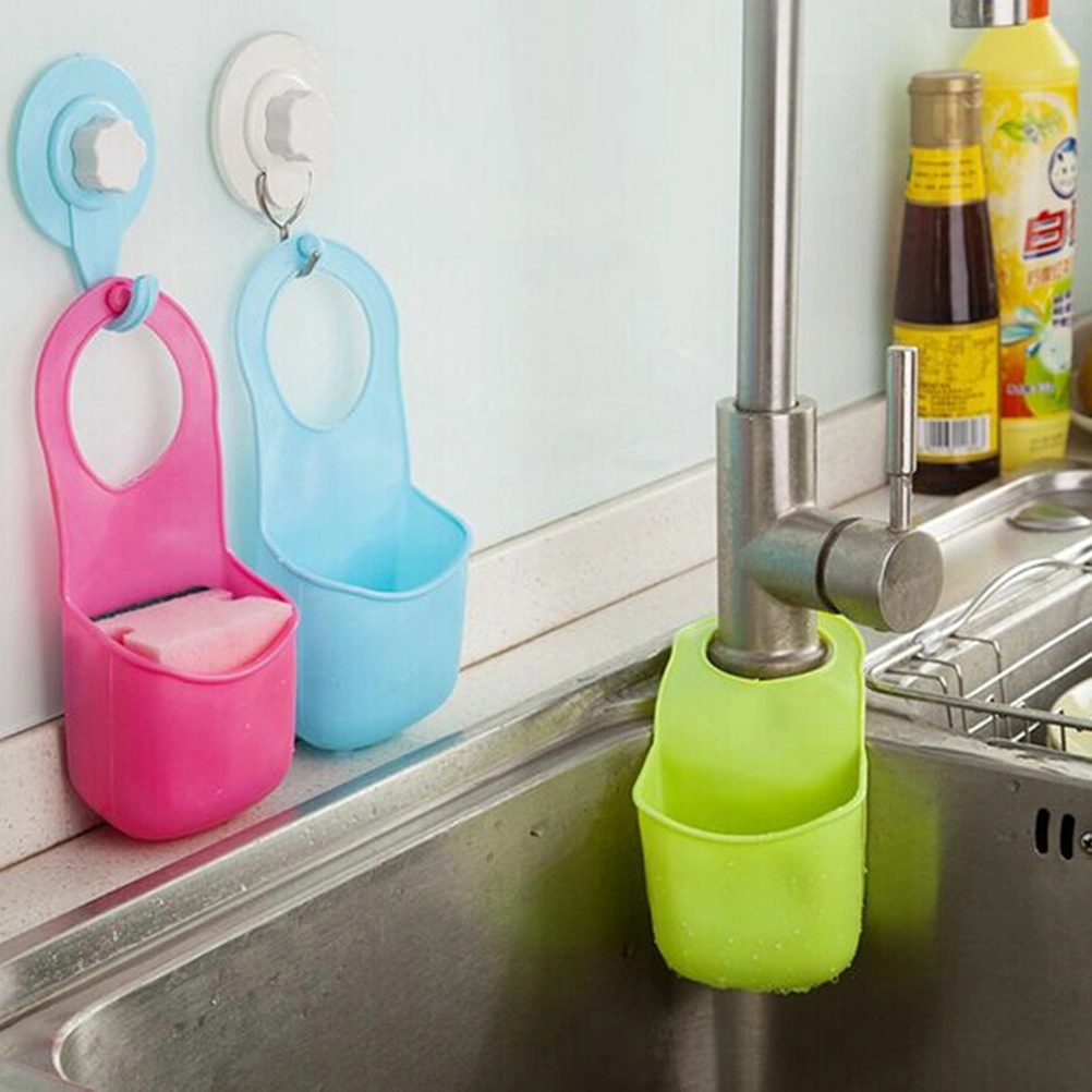 2pcs Sponge Storage Box Rack Basket Wash Cloth Toilet Soap Shelf Organizer Kitchen Bathroom Gadgets Sink Shelving Bag (Fruit Green)