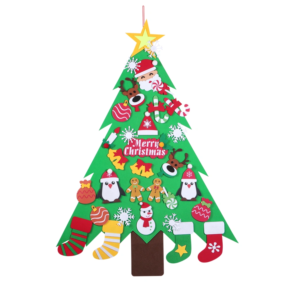 Amosfun Felt Christmas Tree DIY Hanging Christmas Tree with 32PCS Ornaments Wall Decor for Kids Xmas Gifts Home Door Decoration