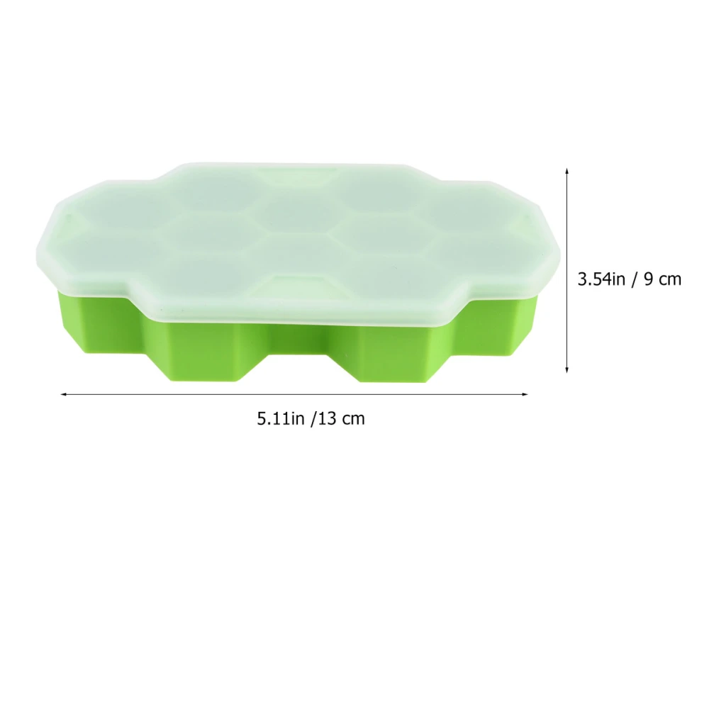 2Pcs 12 Grids Honeycomb Shape Ice Making Mold Kitchen Ice Box Mold Portable Ice Maker Grid with Lid (Green)