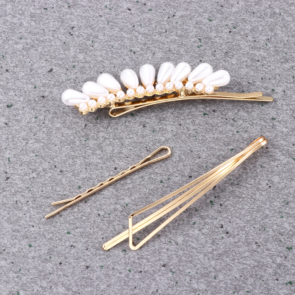 3pcs Fashionable Pearl Hair Clips Diversity Hair Women Bang Barrette Chic Bobby Alloy Headdress