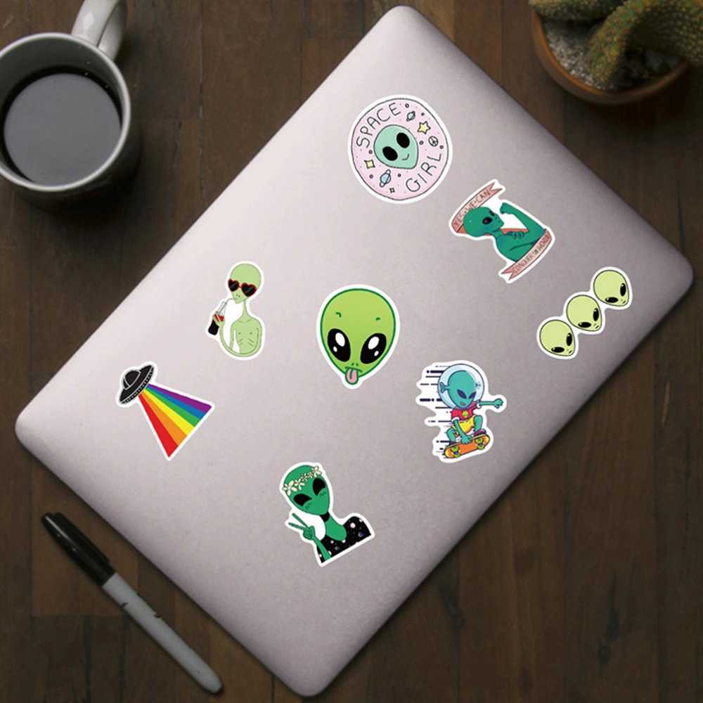 2 Sets of 100Pcs Aliens Themed Stickers Self-adhesive Stickers Suitcase Stickers