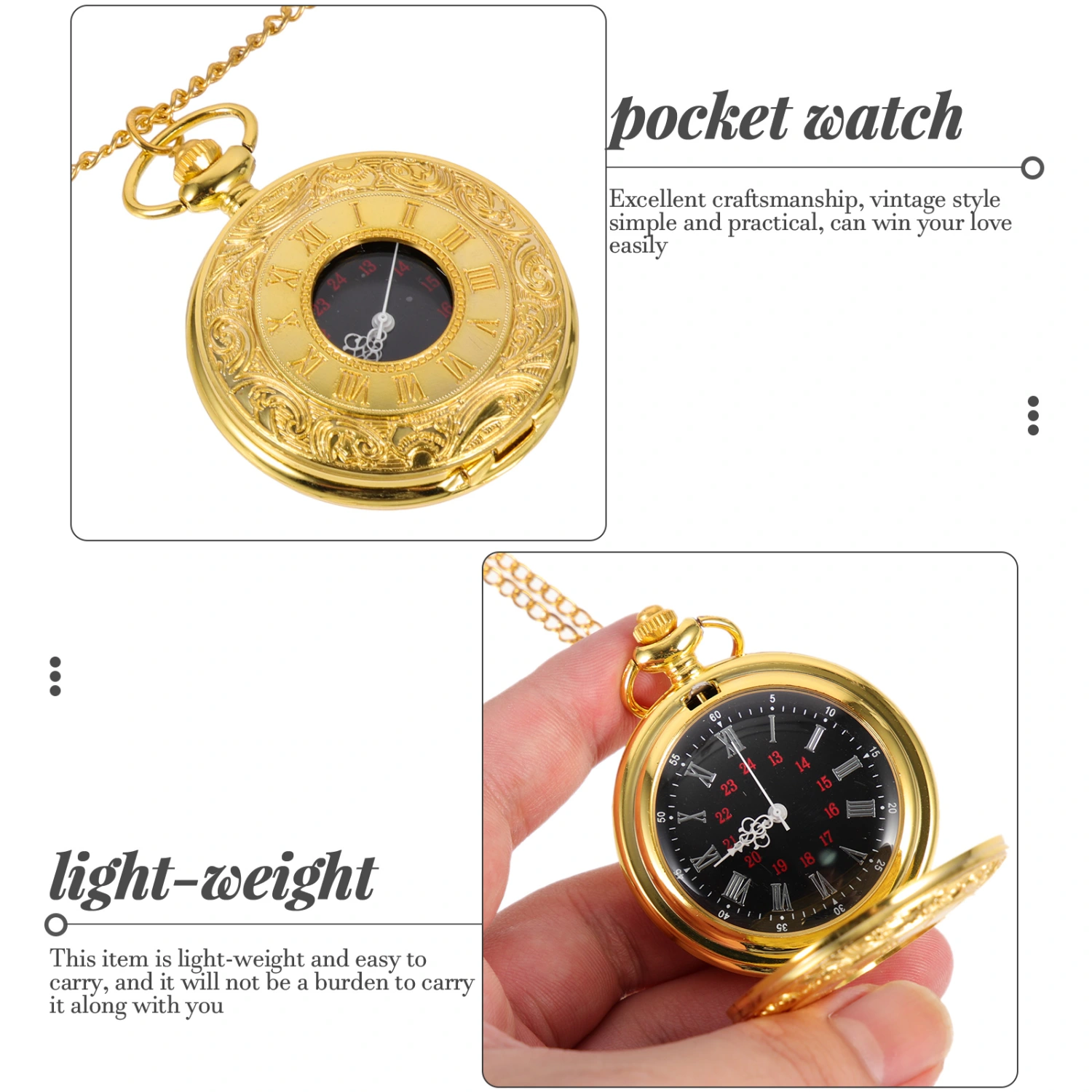 Vintage Pocket Watch Carve pattern Pocket Watch Roman Pocket Watch Decorative Pocket Watch