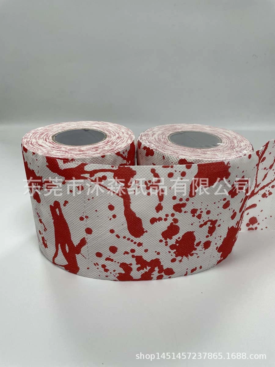 1 Roll Bloodstain Toilet Paper Scary Bloody Printed Roll Paper Roll Paper Bathroom Toilet Paper Roll