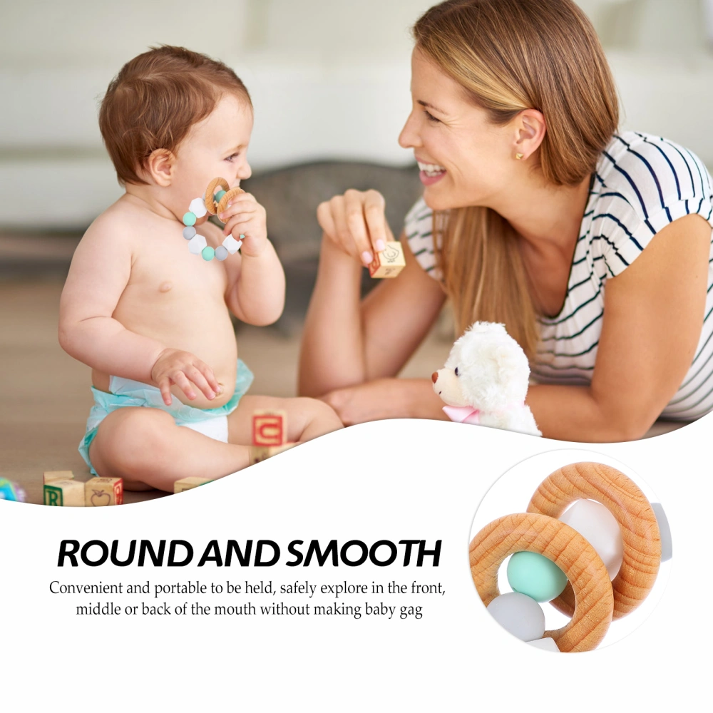 Infant Teething Toy Molar Chewing Ring Baby Chewing Circle Wood Teething Ring