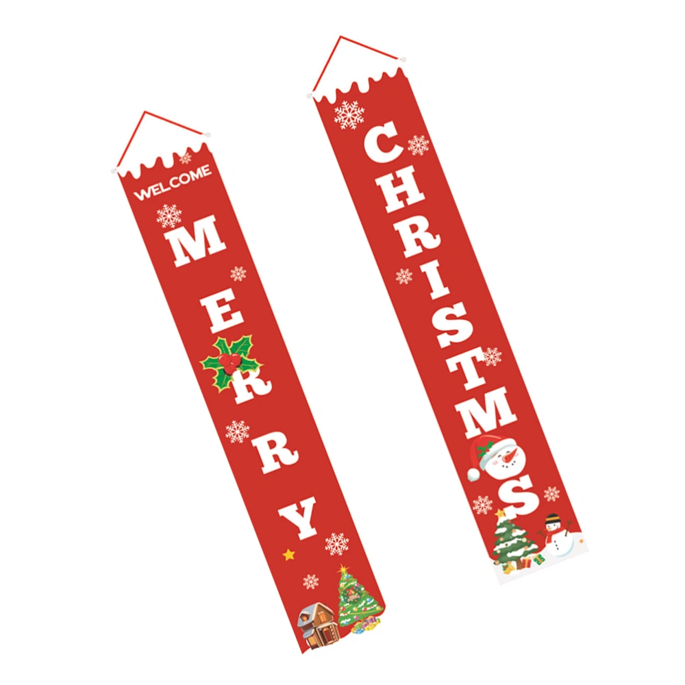 1 Pair of Christmas Banner Decorative Door Banner WELCOME MERRY CHRISTMAS Words Door Hanging Curtain