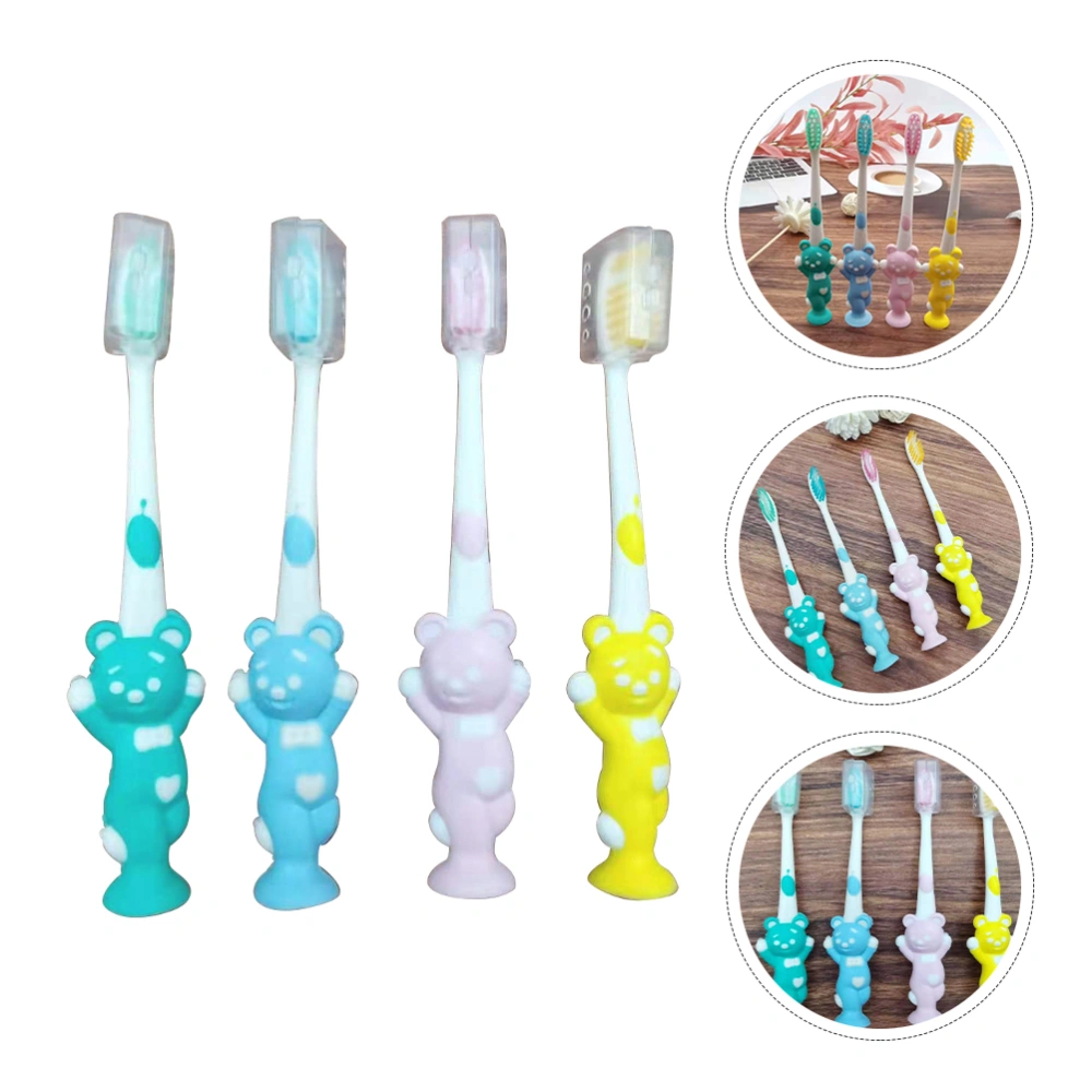 24pcs Bear Shaped Bamboo Charcoal Bristles Toothbrushes for Kid (Assorted Color)