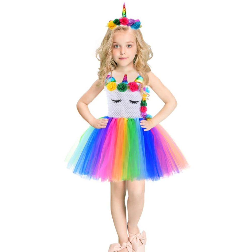 1Set Unicorn LED Costume Creative Children Dress Colorful Performance Skirt