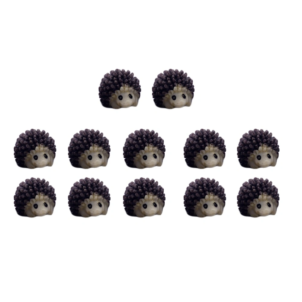 12pcs Garden Miniature Ornaments Cartoon Hedgehog Micro Landscaping Decoration(Black)