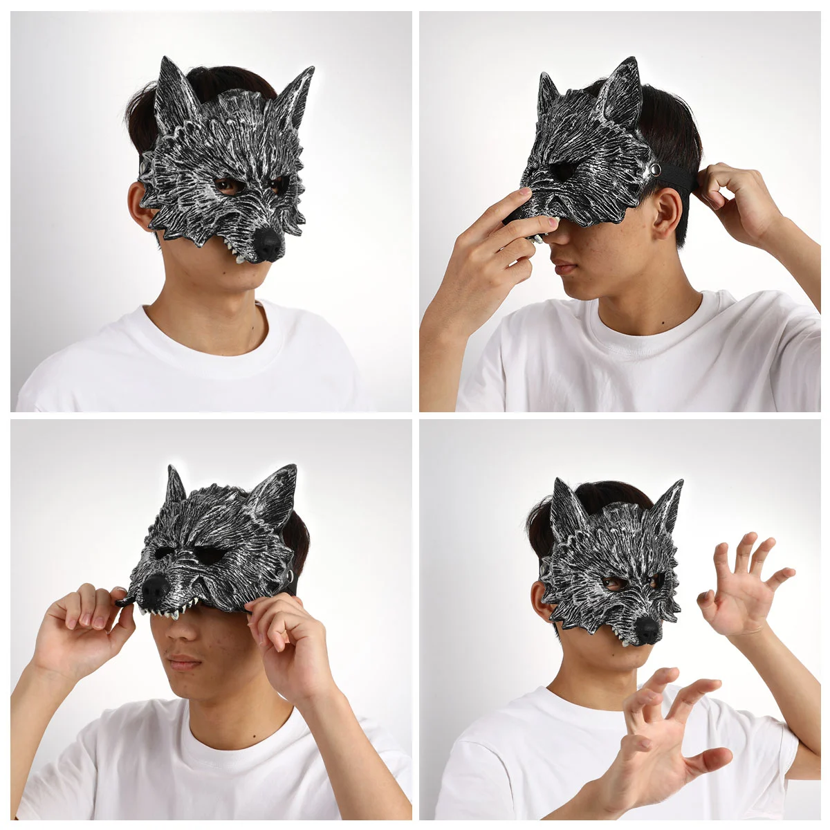 NUOLUX Grey Wolf Head Mask Fancy Dress Party Props for Cosplay Halloween Masquerade