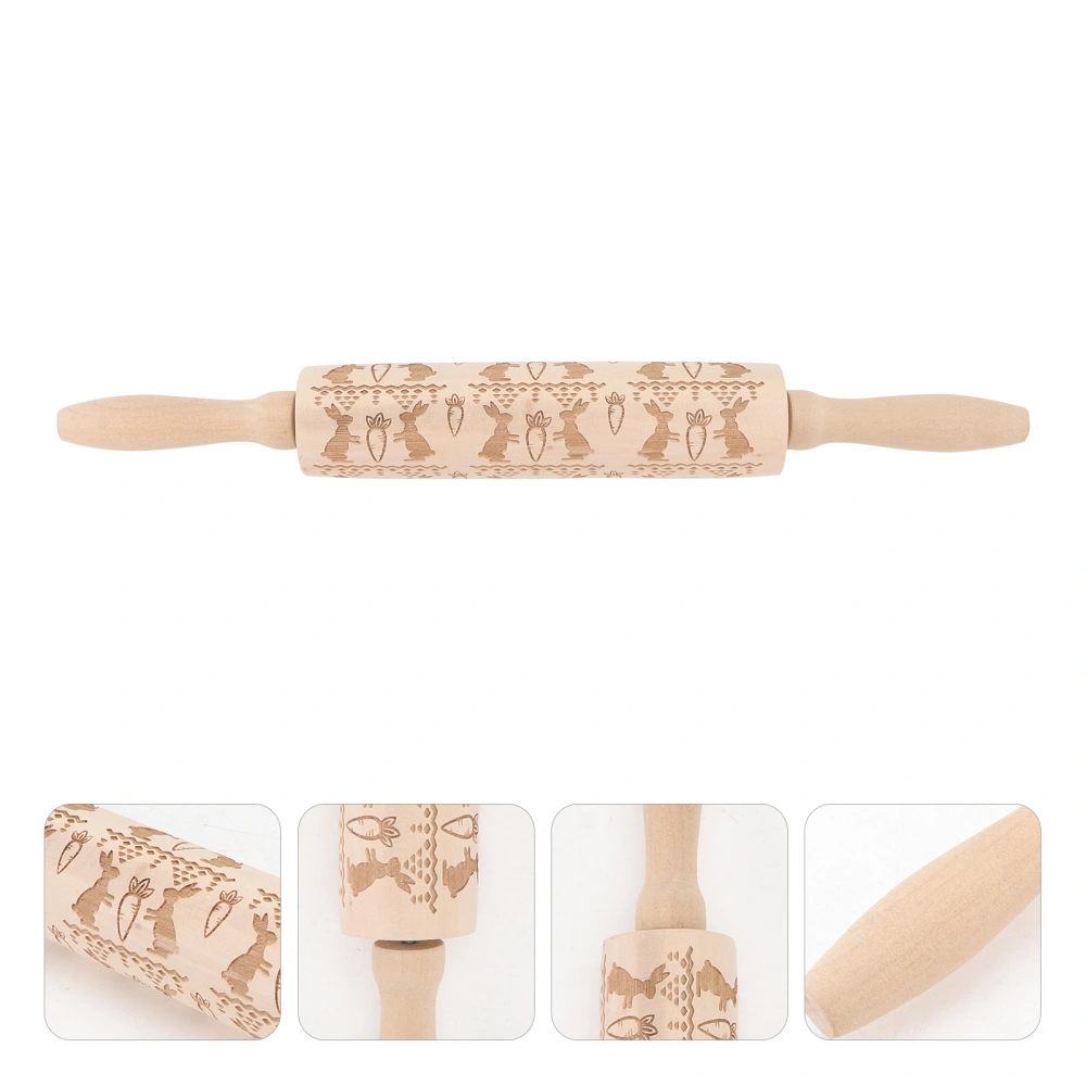 1Pc Wooden Rolling Pin Decorative Rolling Pin Easter Baking Accessory (Khaki)