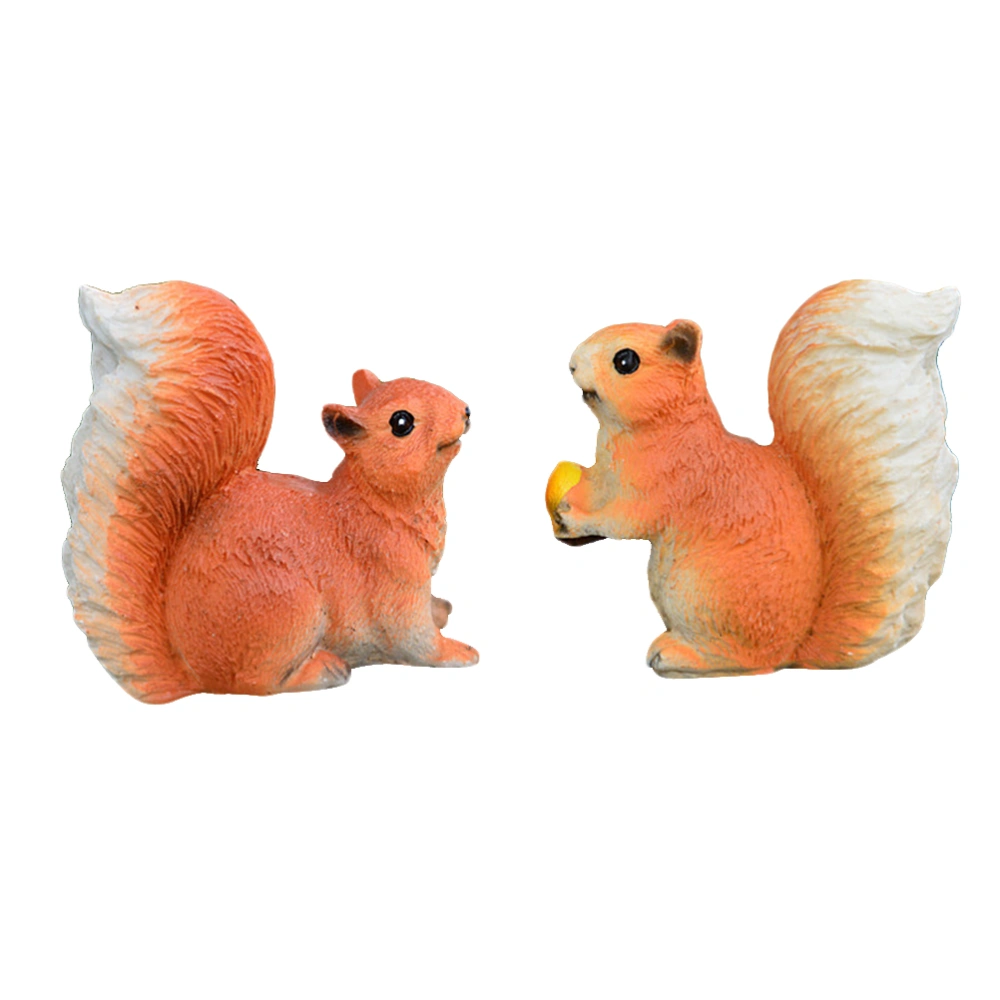 2pcs Mini Squirrel Models Animal Decoration Micro Landscape Ornament Gardening Adornments