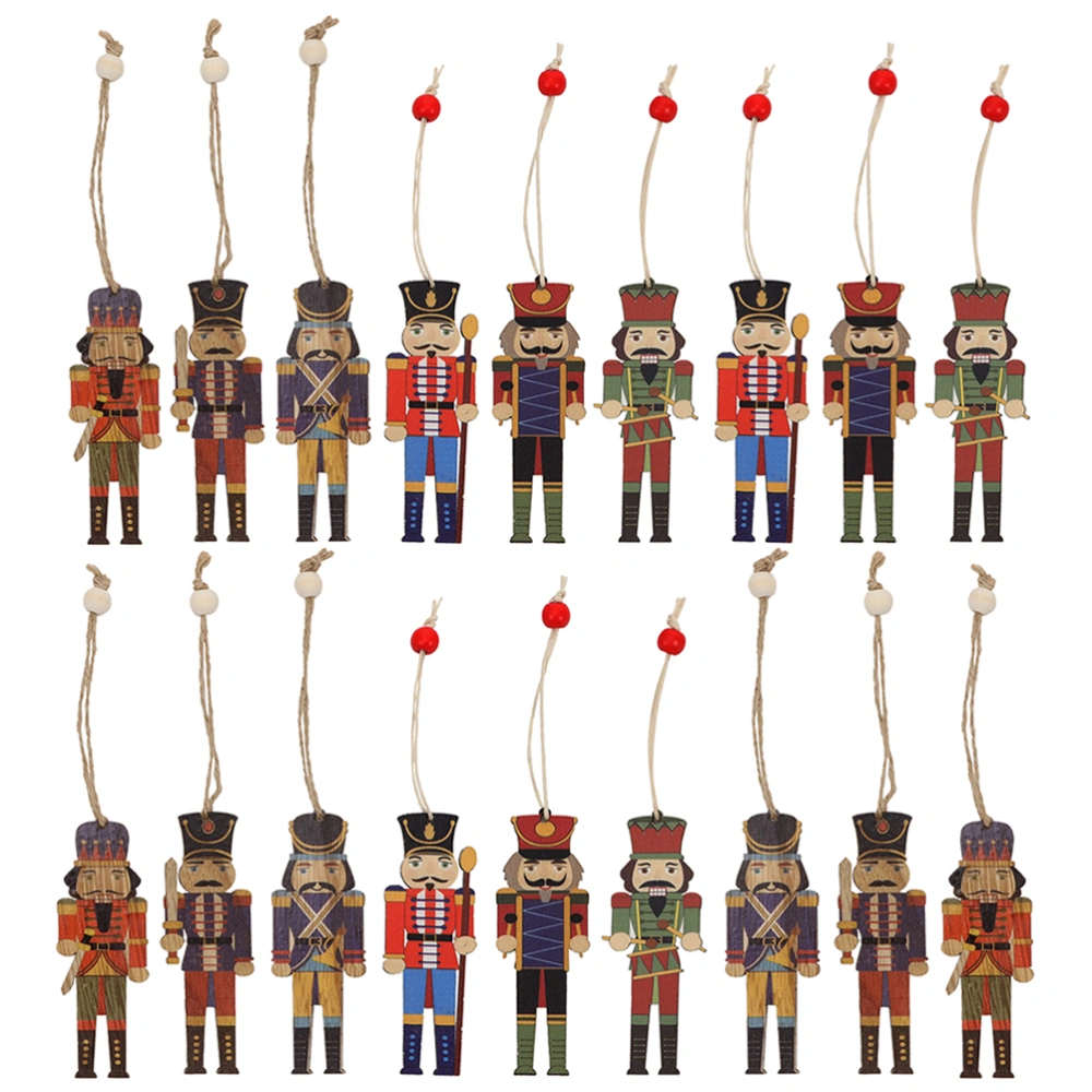 18Pcs Hanging Christmas Nutcracker Ornaments Xmas Tree Walnut Soldier Pendant Decoration