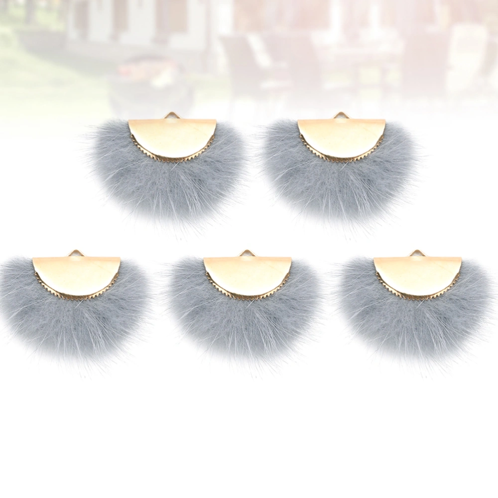 1 Bag 5pcs DIY Ear Accessories Mink Hair Fan Shape Earring Pendant Ornament Adornement for Female (Grey)