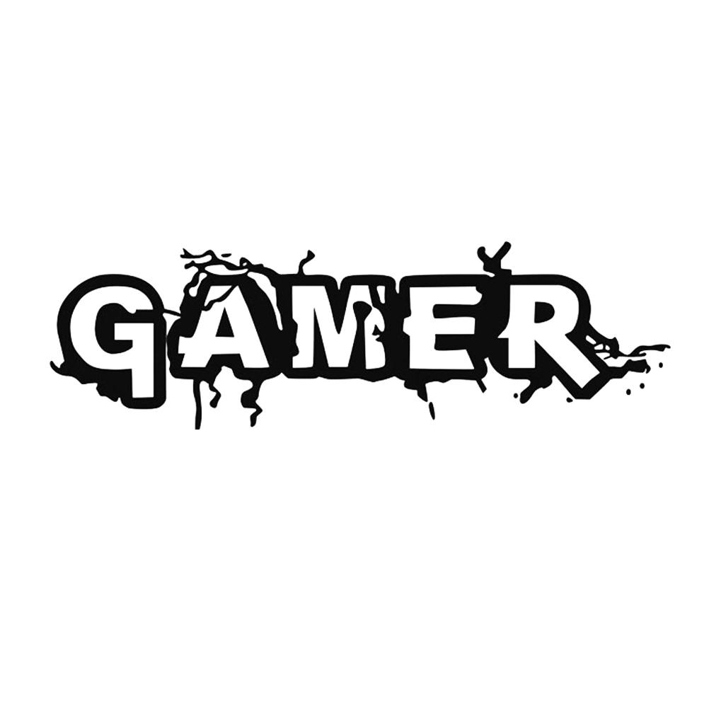 Gamer Wall Decal Gaming Playroom Vinyl Sticker Words Wallpaper Removable DIY Wall Art Decor for Bedroom Living Room Home - 57x20cm