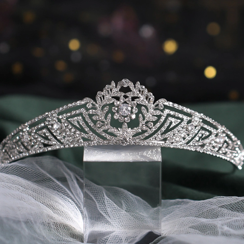 1pc Wedding Bride Crown Rhinestones Headdress Bridal Headband (Silver)