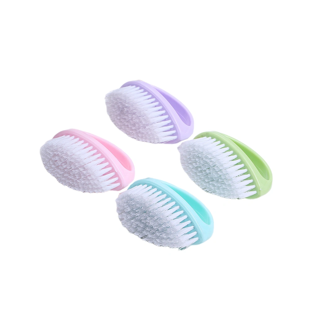 4Pcs Multifunctional Cleaning Brush Plastic Bristle Brushes Anti-Slip Laundry Scrubbing Brushes Blue Green Purple Pink