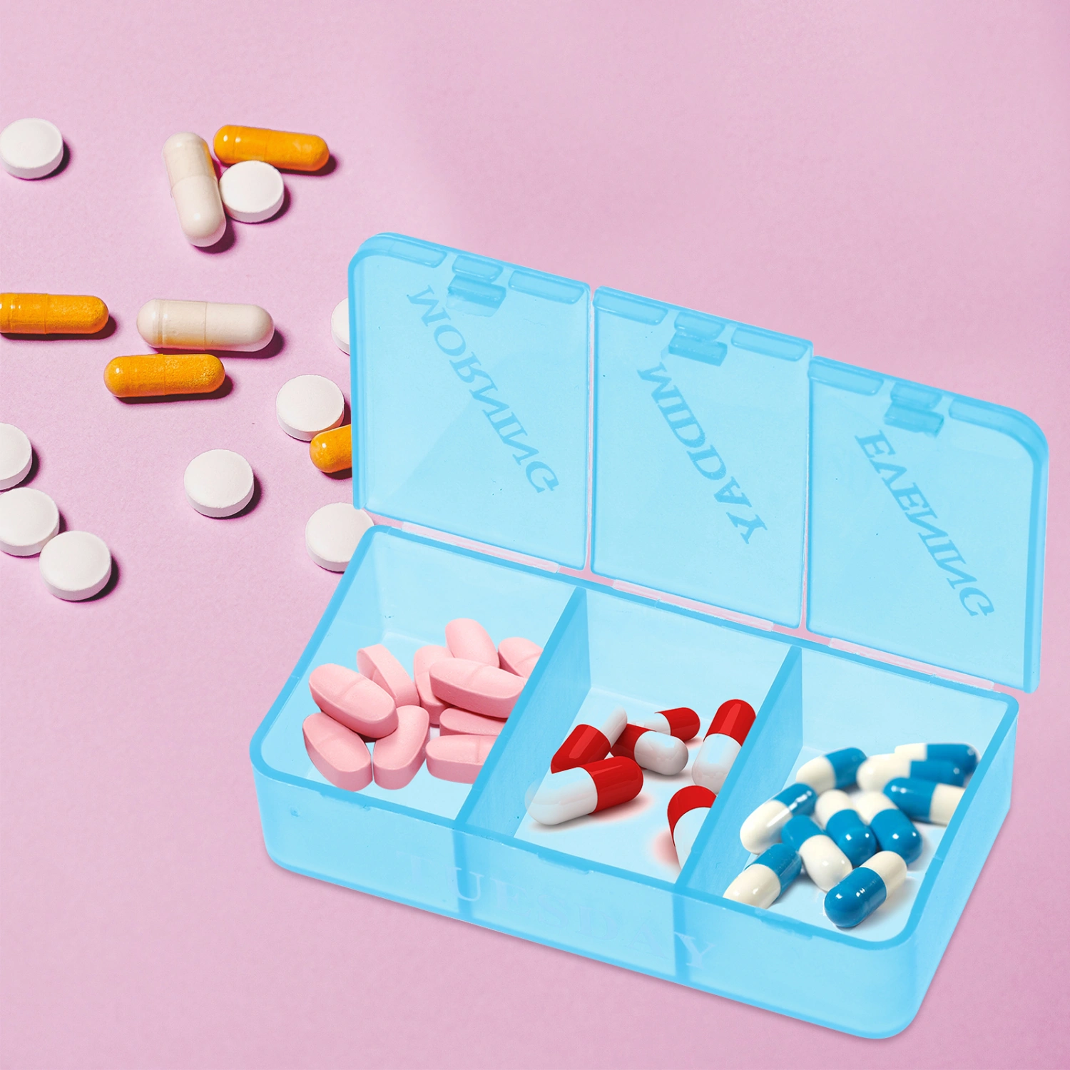 1Pc Weekly Pill Organizer 21 Compartment Pill Box Portable Medicine Container