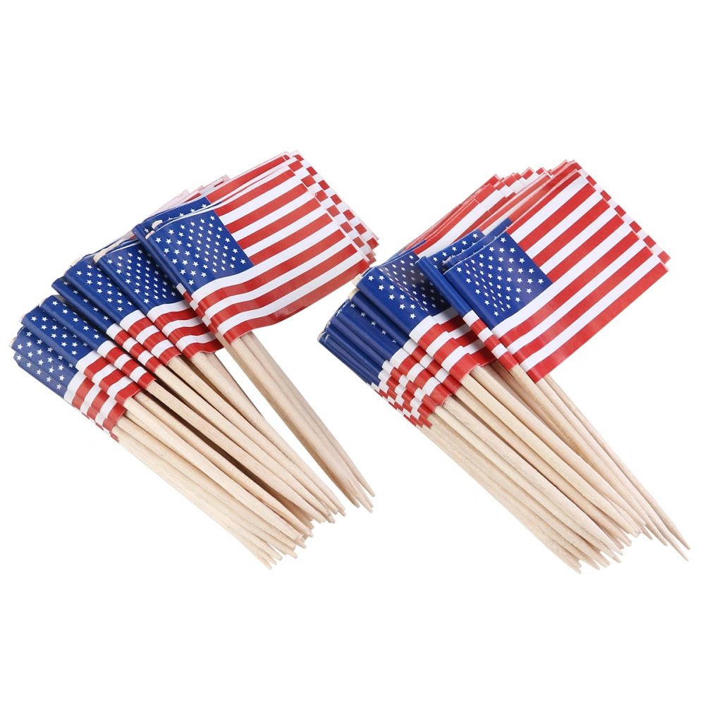 TINKSKY 100pcs US Flag Picks American Flag Food Toothpicks Party Accessory