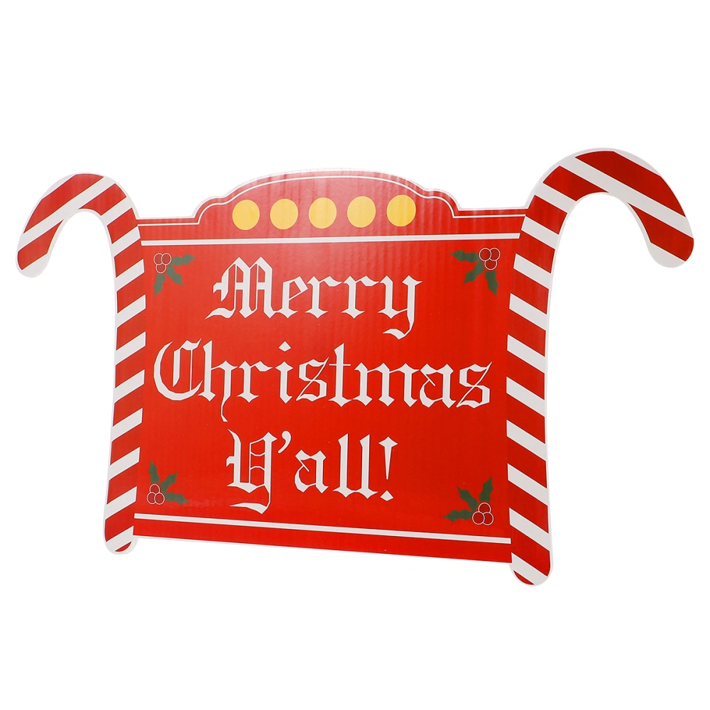 1pc Square Christmas Prop Lawn Signboard Hollowed-out Sign Christmas Prop