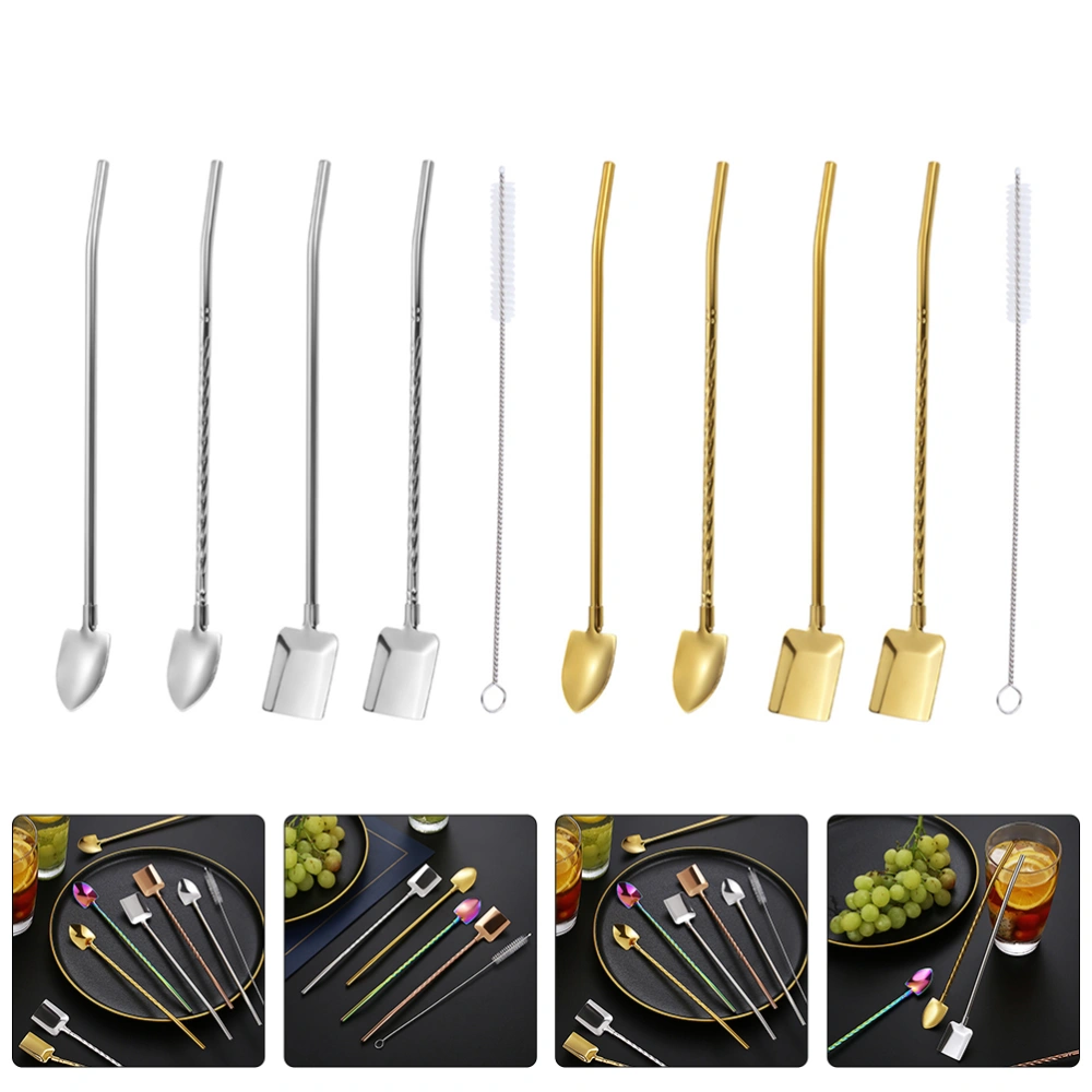 1 Set of Stainless Steel Straw Spoons Watermelon Shovels for Home Kitchen Gadgets