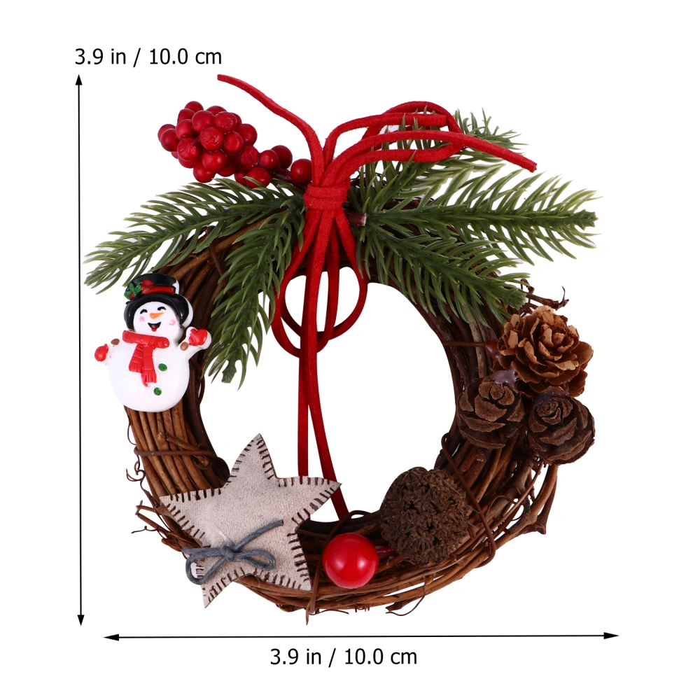 1pc Mini Delicate Christmas Hanging Wreath Party Xmas Garland (Snowman Star)