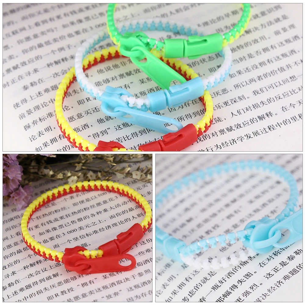 20pcs Kids Zipper Bracelets Candy Color Cuffs Creative Toys (Random Color )