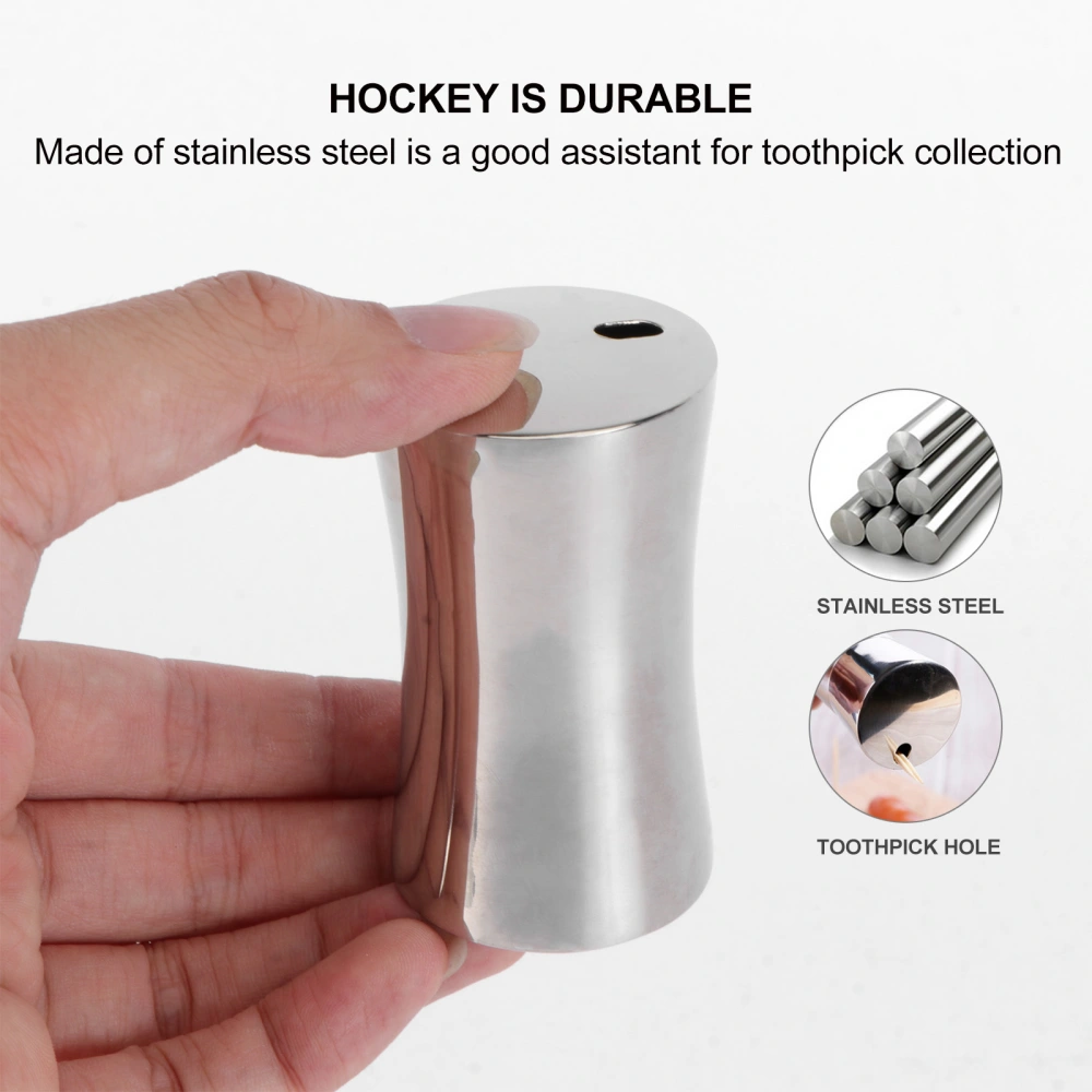 1PC Stainless Steel Toothpick Holder Portable Toothpick Box Mini Metal Toothpick Container Delicate Creative Cotton Swab Box Fashionable Toothpick Bottle for Home Restaurant Use Silver Waist Shape Style