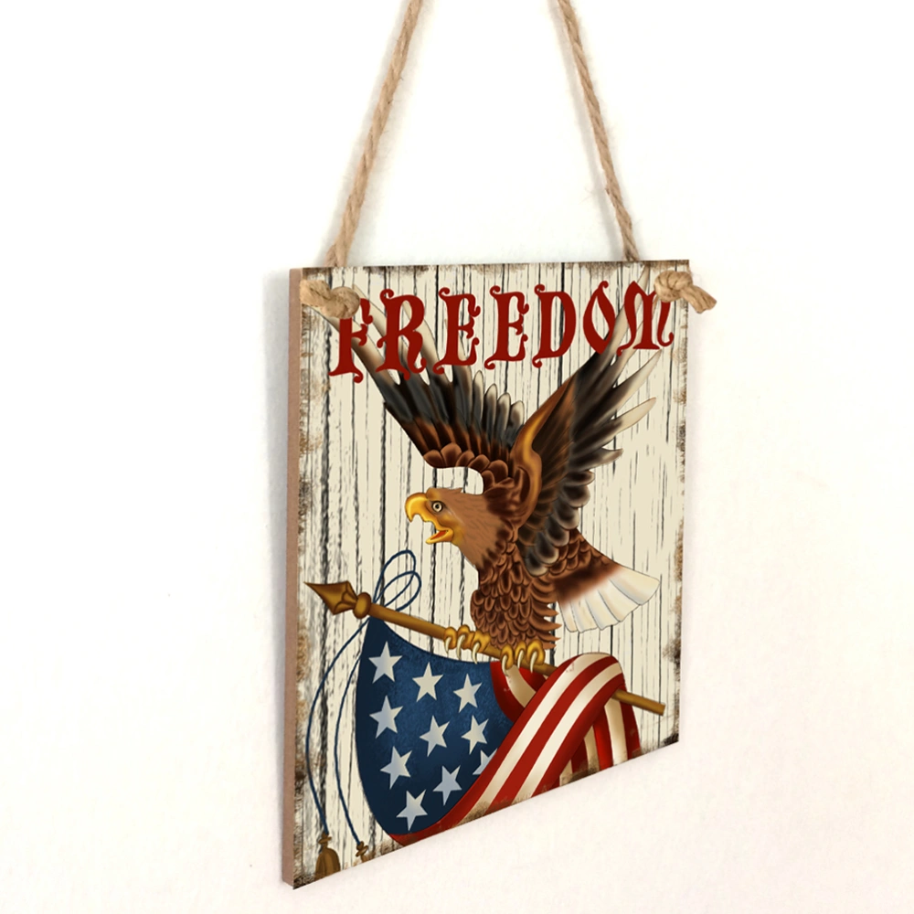 Wooden Independence Day Hanging Adornment Square Hanging Board Home Decoration Craft Ornament