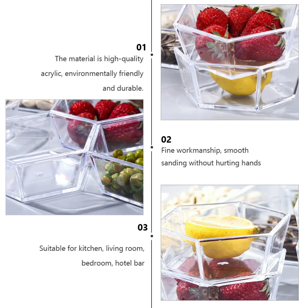 2Pcs Acrylic Fruit Plates Snack Trays Transparent Storage Plates Kitchenware