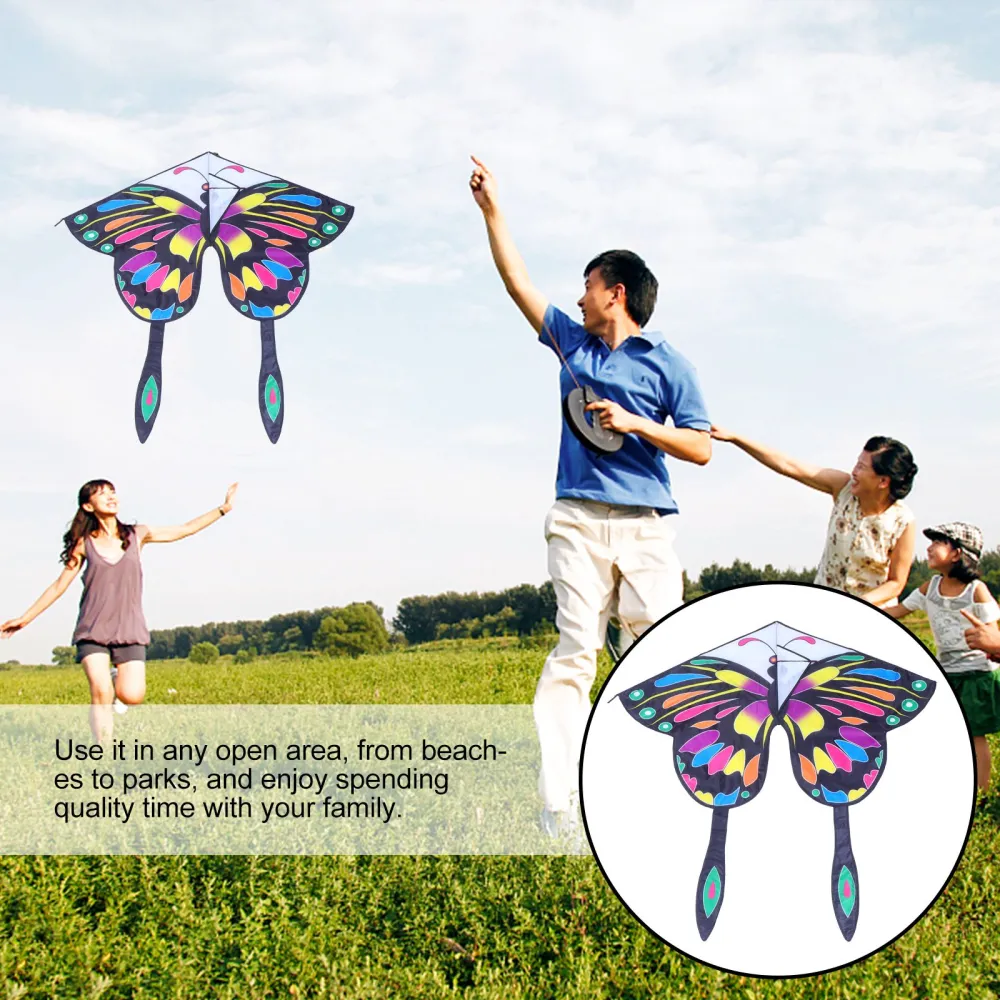 1pc Kids Cartoon Butterflies Kite Easy to Fly Triangle Kite for Outdoor Games