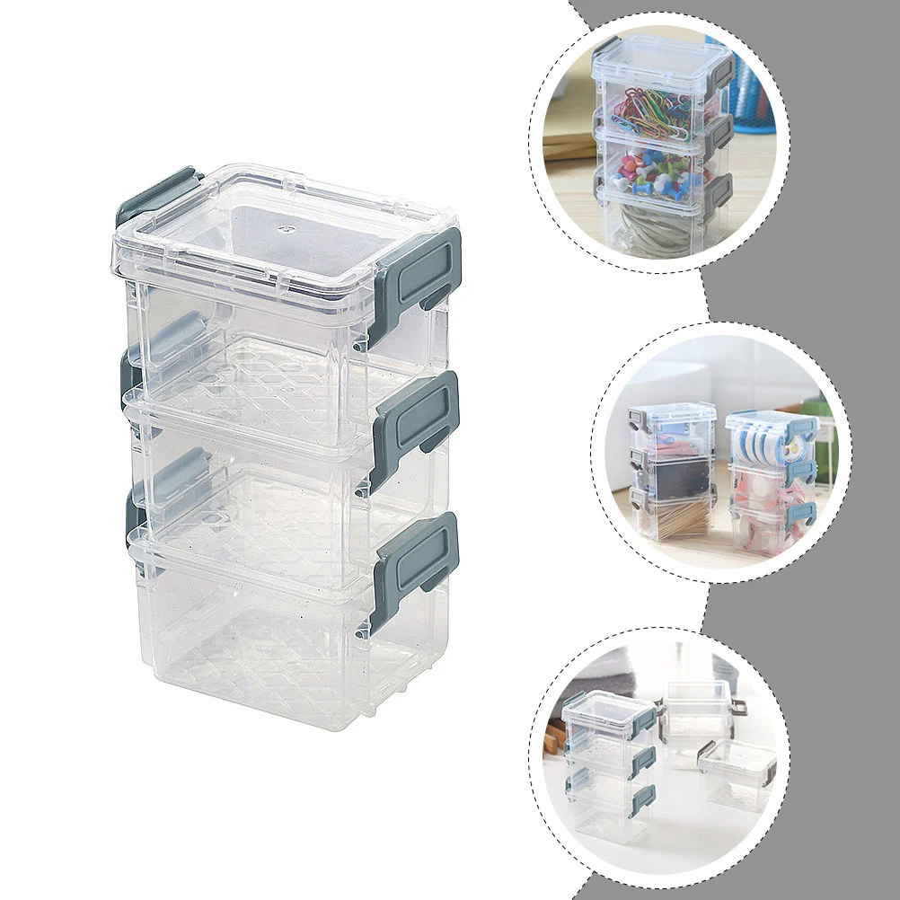 6 Pcs Desktop Storage Cases Transparent Jewelry Organizers Stackable Boxes