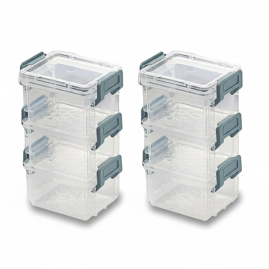 6 Pcs Desktop Storage Cases Transparent Jewelry Organizers Stackable Boxes
