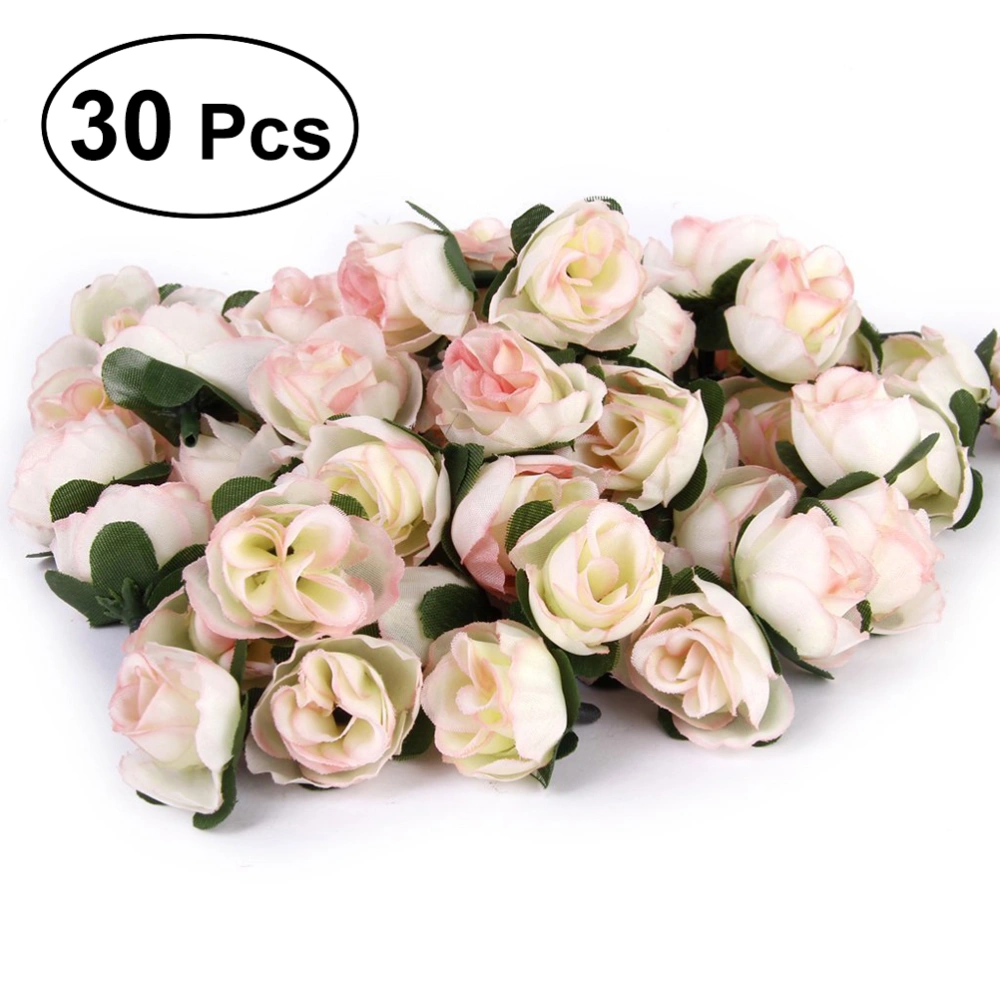 30pcs 3cm Artificial Roses Flower Heads Wedding Decoration (Off-white Color)