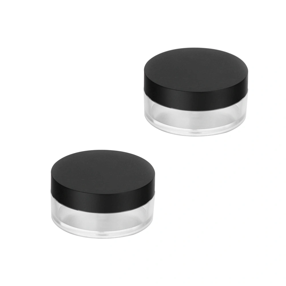 2Pcs Loose Powder Container Empty Powder Case Makeup Case Anti-Leakage Makeup Boxes Cosmetic Powder Case with Powder Puff and Mirror Black