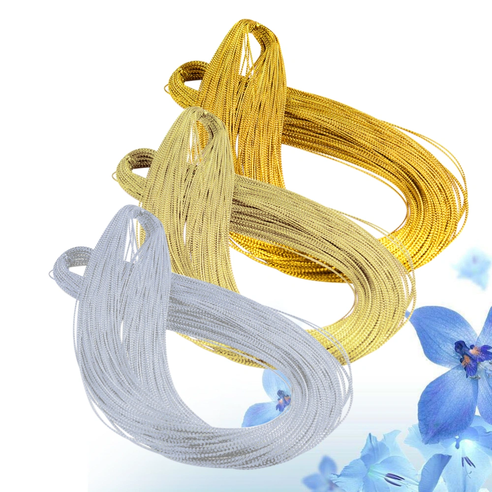 3pcs Gold Silver Thread Decorative Line Cord DIY Jewellery Making Cord Christmas Rope Silver Colorful Cord Rope Silver Golden Light Golden