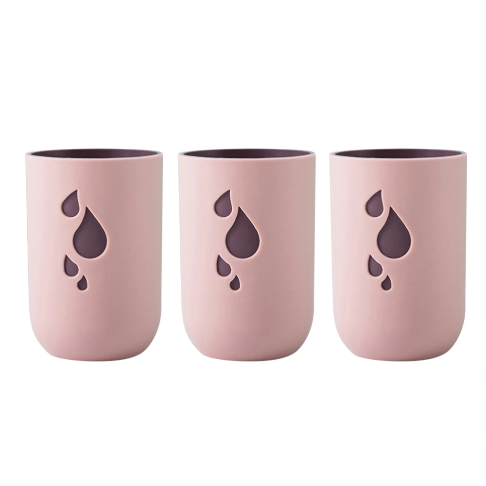 3PCS Tooth Mug Portable Tooth Brush Cup Creative Raindrops Design Toothpaste Cups Creative Two-color Gargle Cup Simple Household Washing Cups for Home Hotel Office Store Pink