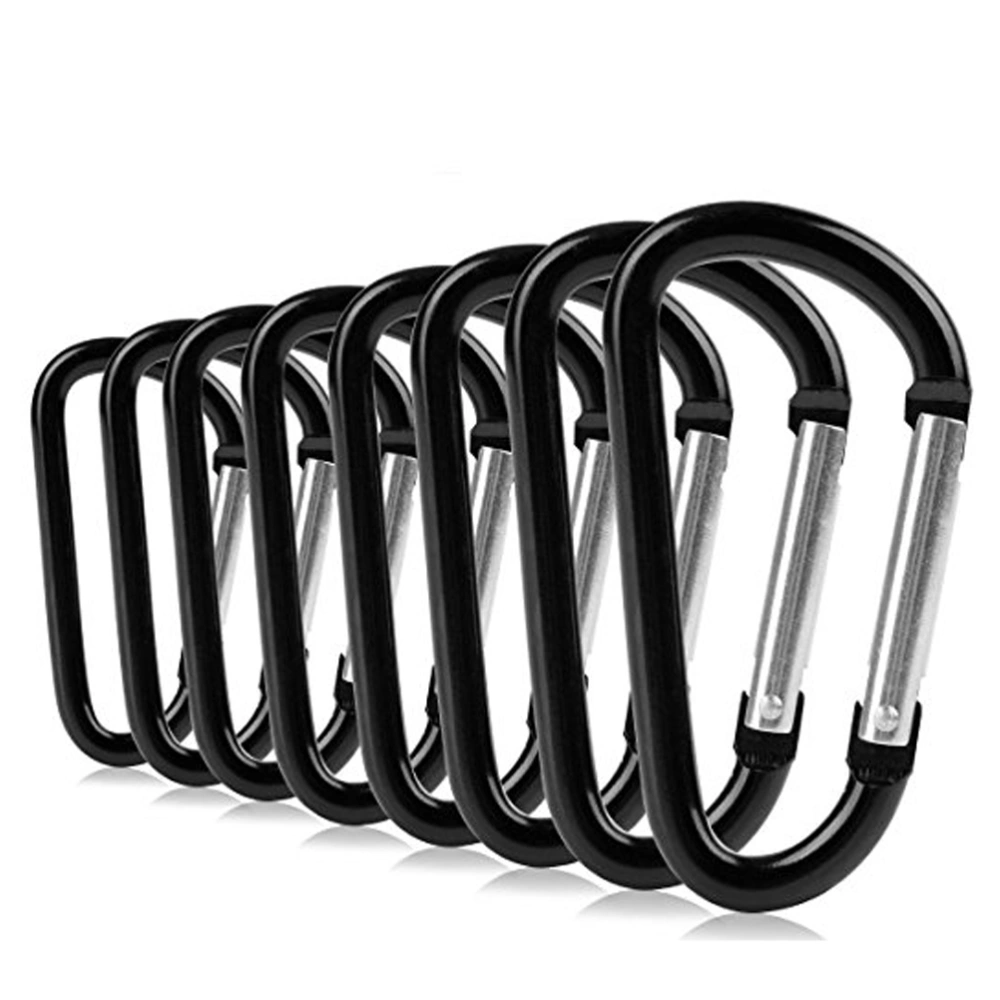 10pcs Professional D-Shaped Carabiner Heavy Duty D-ring Lightweight Aluminum Locking Carabiners for Camping Hiking Fishing Traveling (Black)