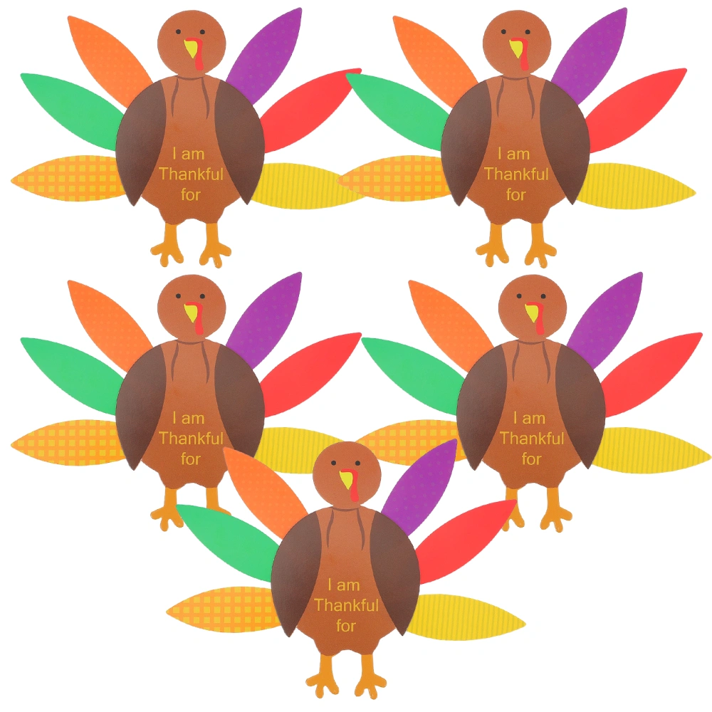 5 Pcs Thanksgiving Colorful Turkey Materials Colorful Feather Turkey Toys (Assorted Color)