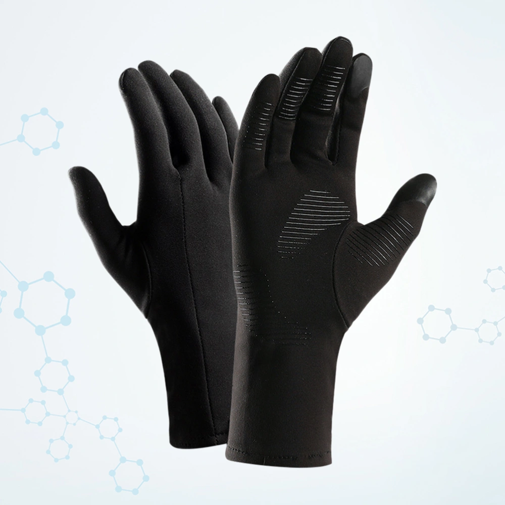 Unisex Winter Gloves Anti-slip Sports Gloves Touch Screen Gloves Warm Reflective Silicone Strip Gloves(Black,S)