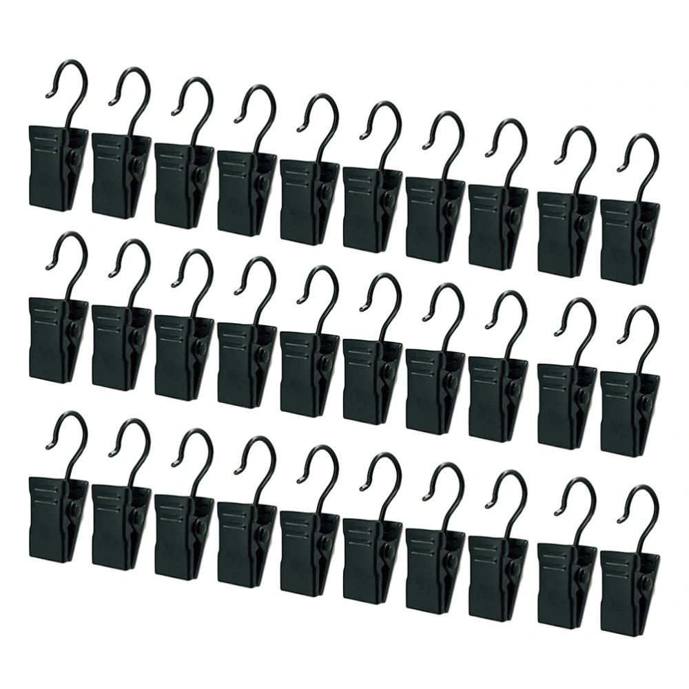 60 PCS Drapery Iron Rings Anti-skid Curtain Clips with Hooks (Black)