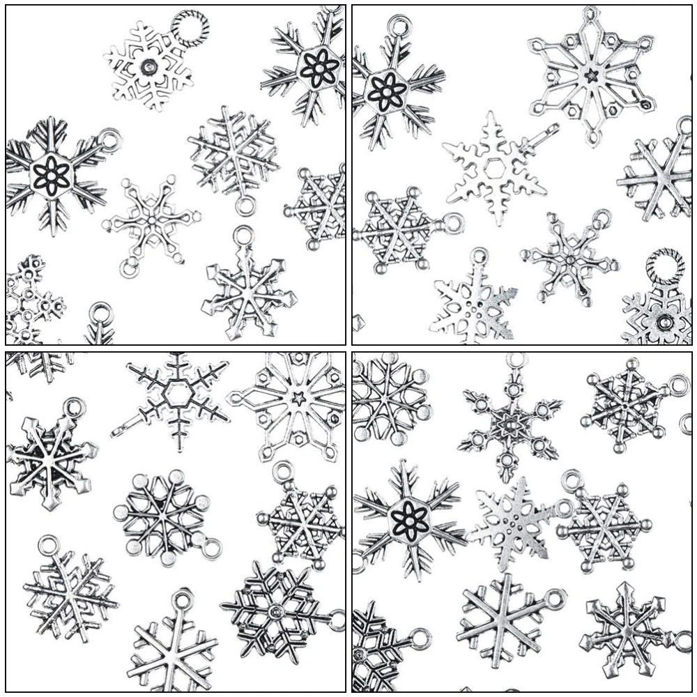 20pcs DIY Alloy Pendants Snowflake Pendants Funny Jewelry Accessories (Silver)