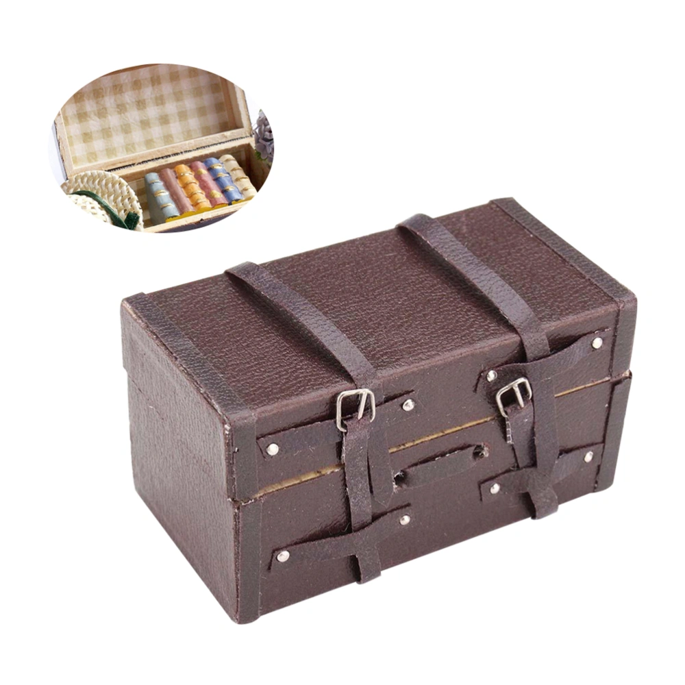 2PCS Mini Imitation Leather Wooden Cases Mini Storage Boxes Mini Room Toys DIY Craft Accessories for Kids