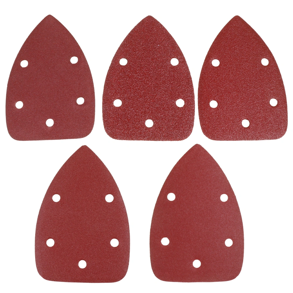 50Pcs Triangle Sand Paper Triangle Back Sandpaper with  Holes Portable Flocking Sandpaper Triangle Polishing Sandpaper (Dark Red)