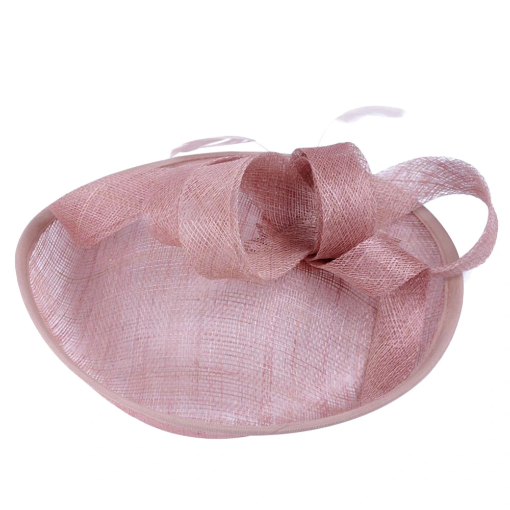 Elegant Cambric Bridal Hat  Bowknot Hair Clip Banquet Headdress Hair Accessories for Women (Pink)